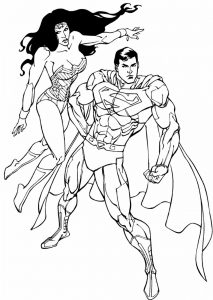 Gambar Mewarnai Superman & Wonder Woman