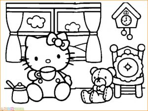 Gambar Mewarnai Hello Kitty 09 Marimewarnai